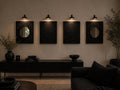 Noir Collection | Handmade Black Textured Wall Art Set of 4 | Top LED Lights Included