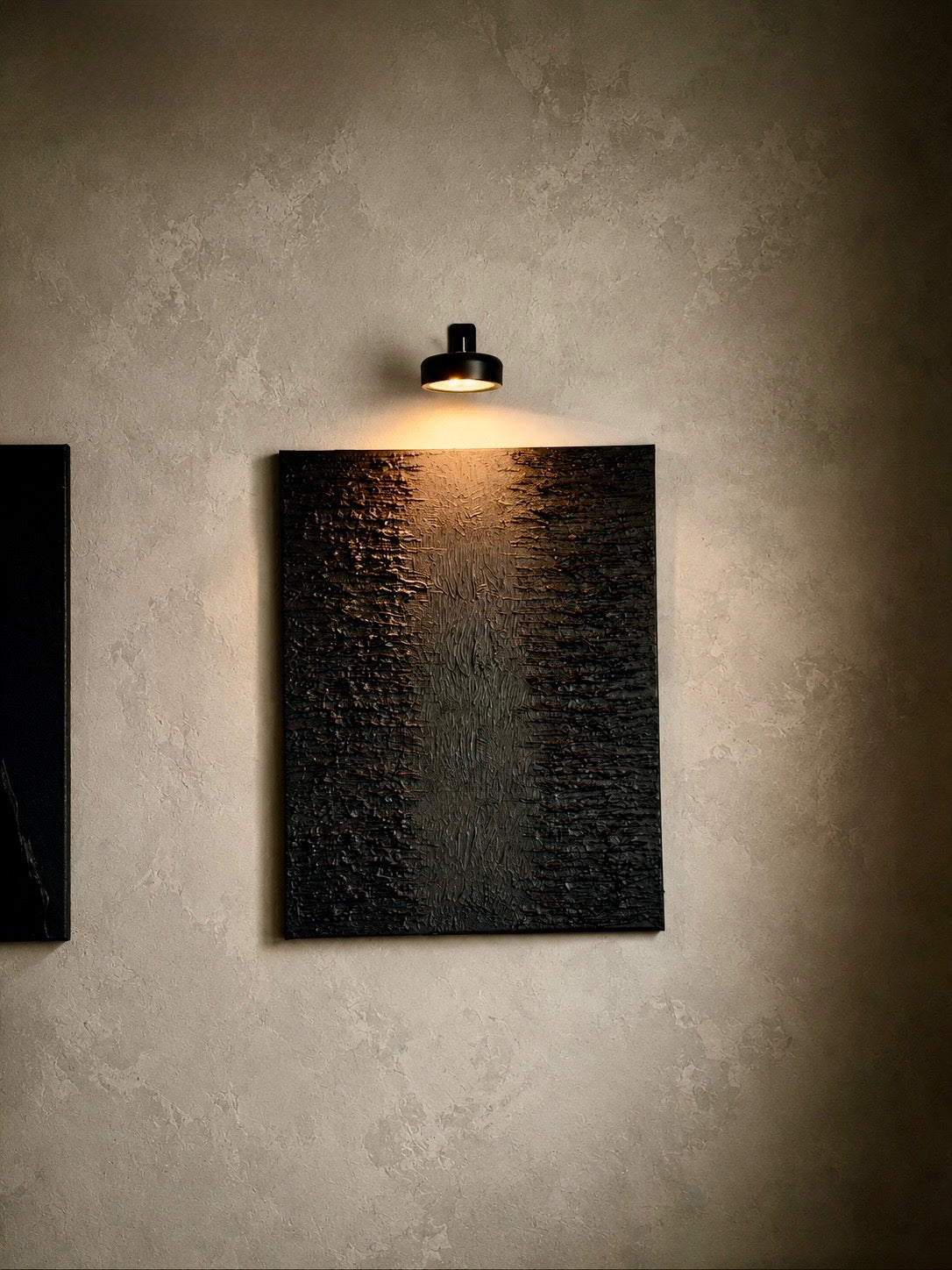 Obsidian Tide | Handmade Textured Wall Art Set of 3 | LED Lights Included