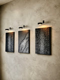 Obsidian Tide | Handmade Textured Wall Art Set of 3 | LED Lights Included