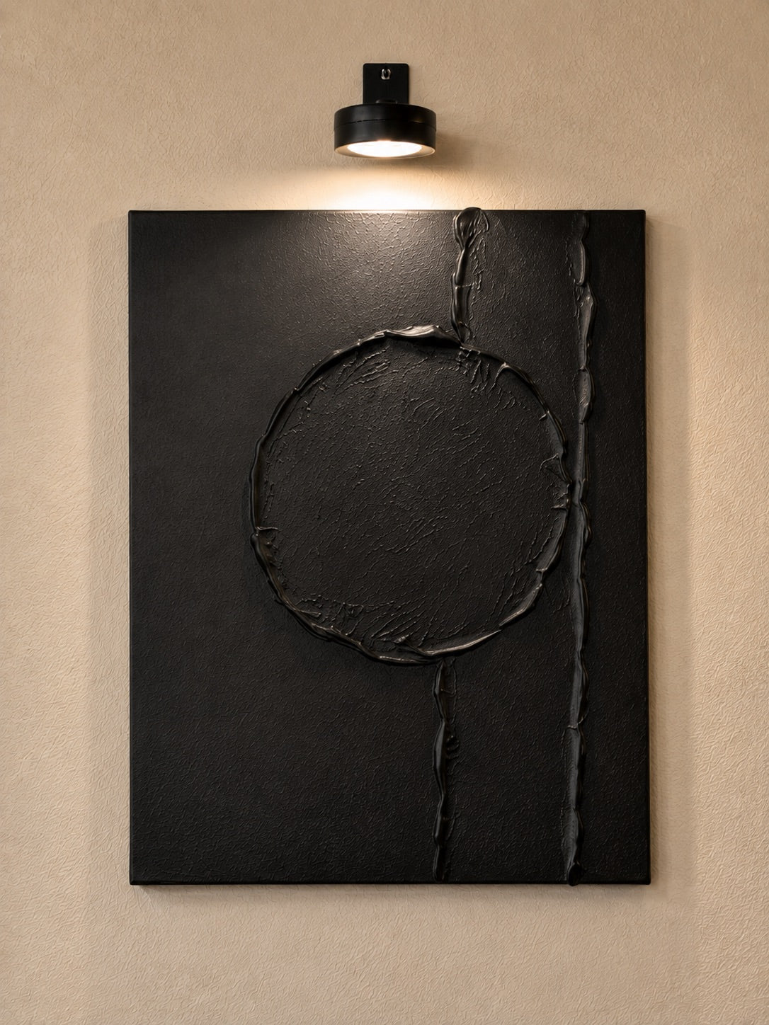 LINEAR ECLIPSE — Handmade Texturized Wall Art (Lights included)