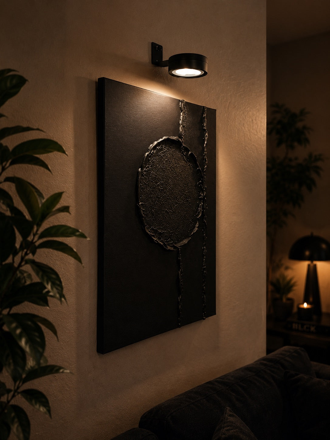 LINEAR ECLIPSE — Handmade Texturized Wall Art (Lights included)