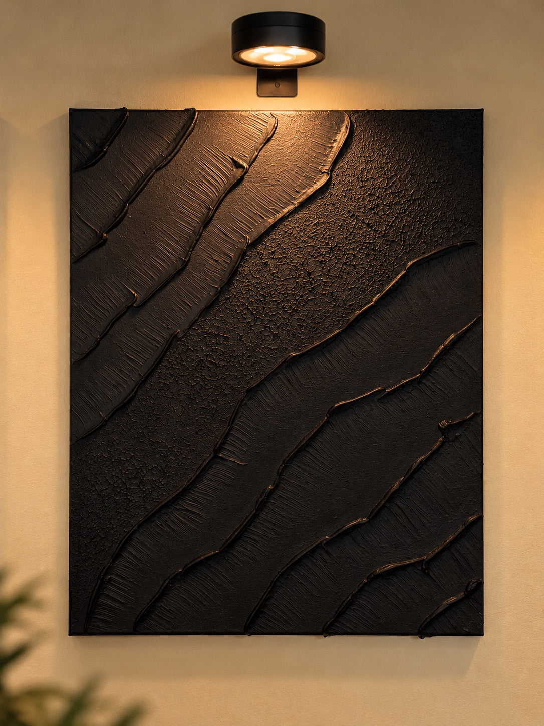 Eternal Tide | Handmade Textured Wall Art Set of 4 | Top LED Lights Included