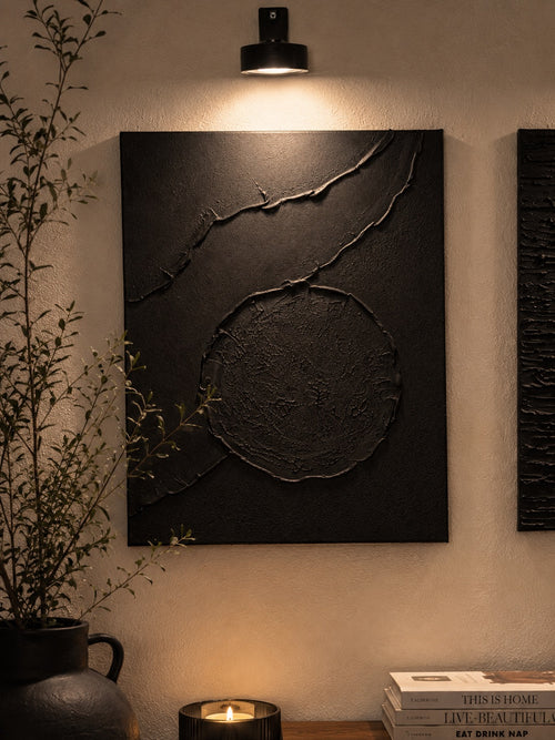 Eclipse Collection | Handmade Textured Wall Art Set of 3 | Top LED Lights Included