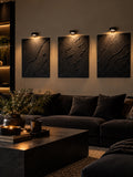 Obsidian Wave | Handmade Textured Wall Art Set of 3 | Picture Lights Included