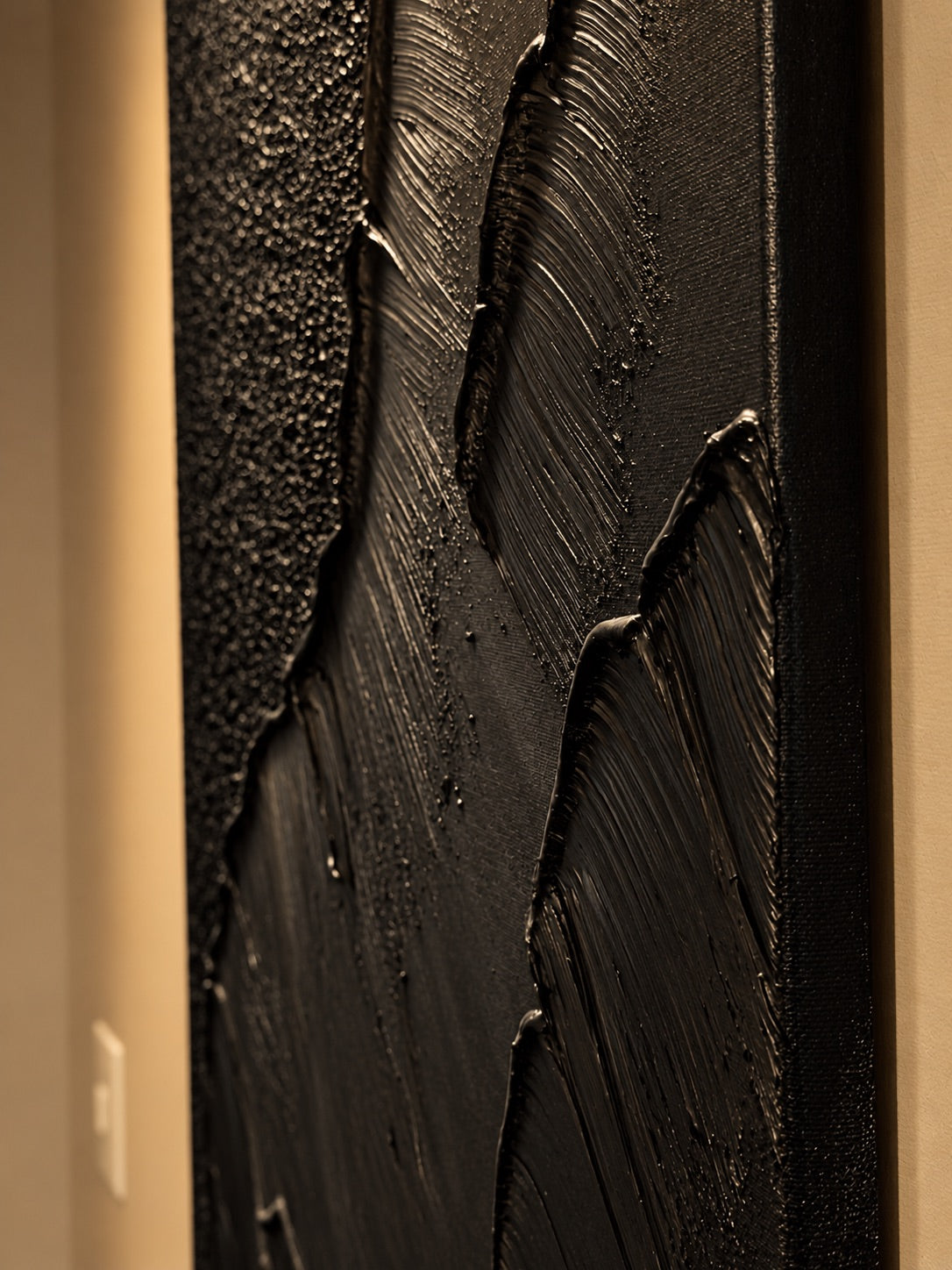 Dark Tide | Handmade Textured Wall Art Set of 2 | Top Picture Lights Included