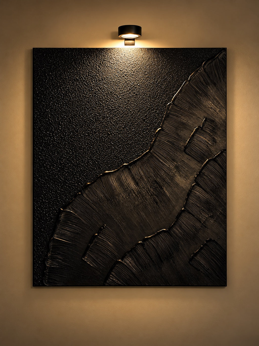 Dark Tide | Handmade Textured Wall Art Set of 2 | Top Picture Lights Included
