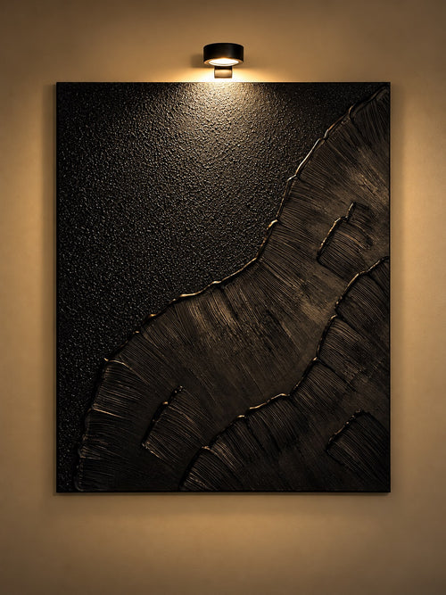 Dark Tide | Handmade Textured Wall Art Set of 2 | Top Picture Lights Included