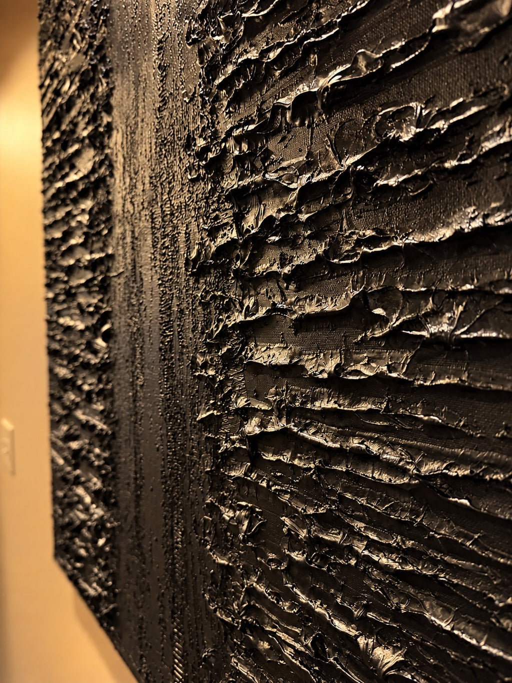Dark Tide | Handmade Textured Wall Art Set of 2 | Top Picture Lights Included