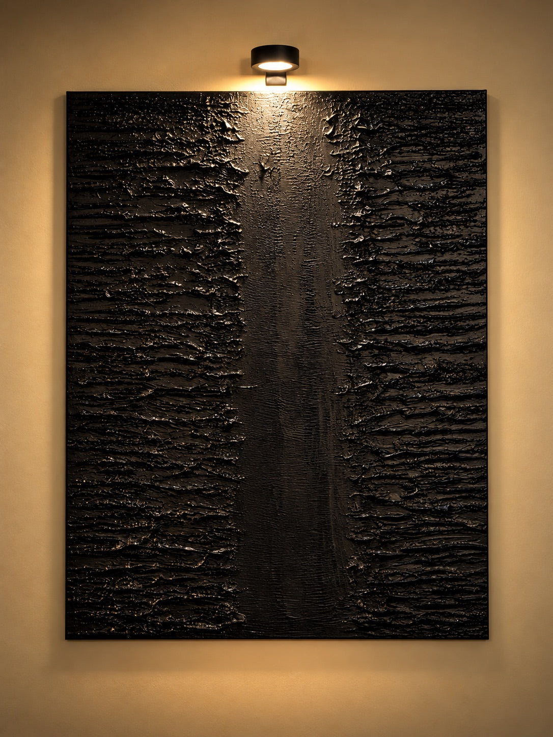 Dark Tide | Handmade Textured Wall Art Set of 2 | Top Picture Lights Included